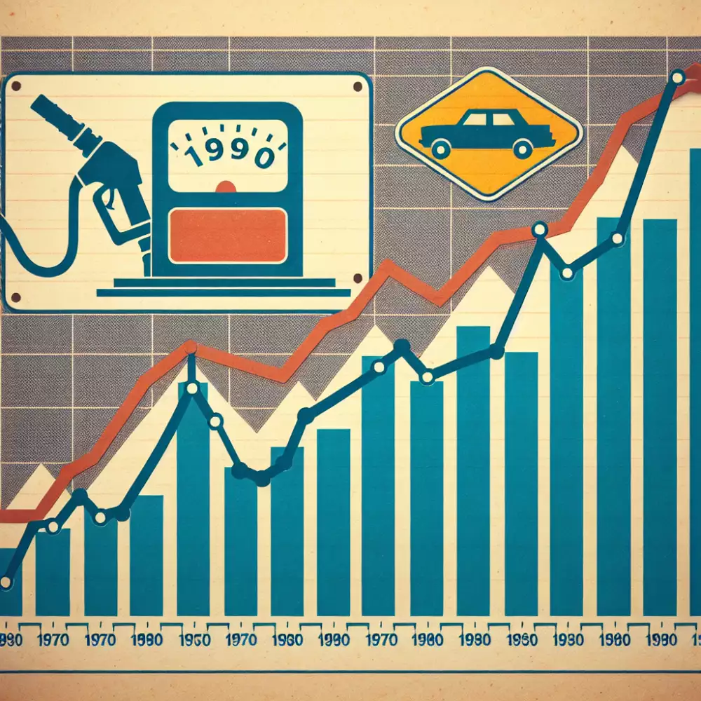 vývoj ceny benzínu od roku 1970 -1990